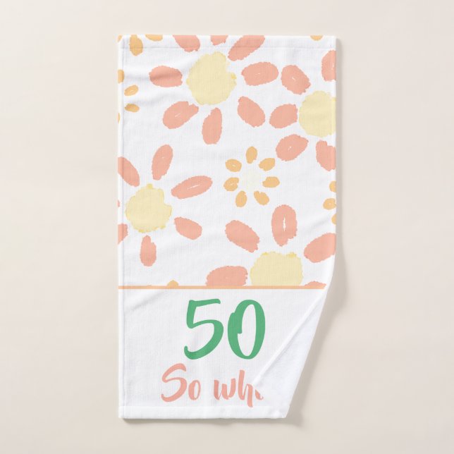 50e anniversaire Orange Funny Aquarelle Floral (Serviette à main)