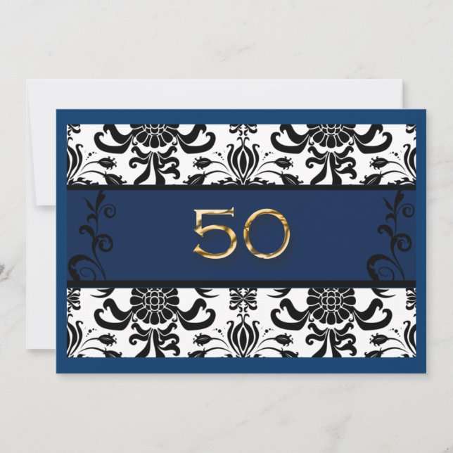 50e Anniversaire, Papier Doré, Invitation (Devant)