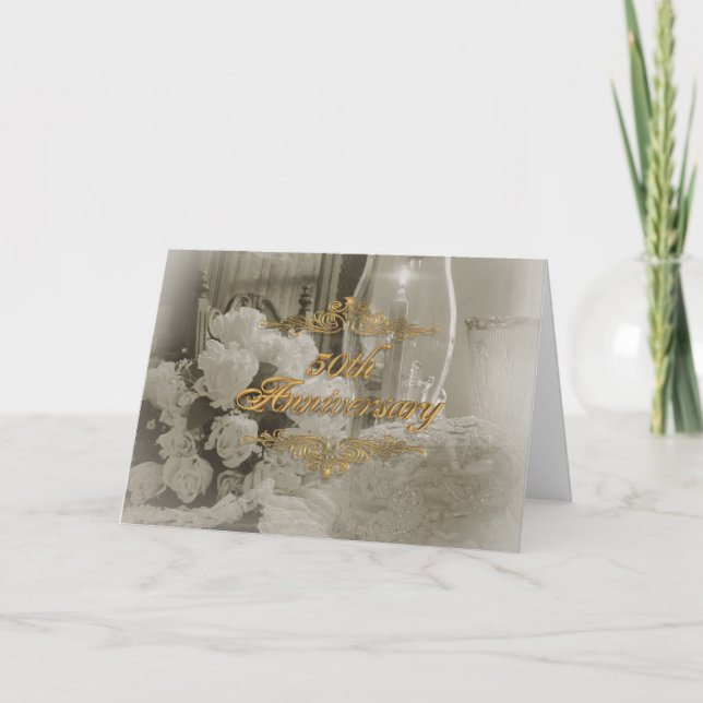 50e anniversaire partie carte d'invitation élégant (Devant)