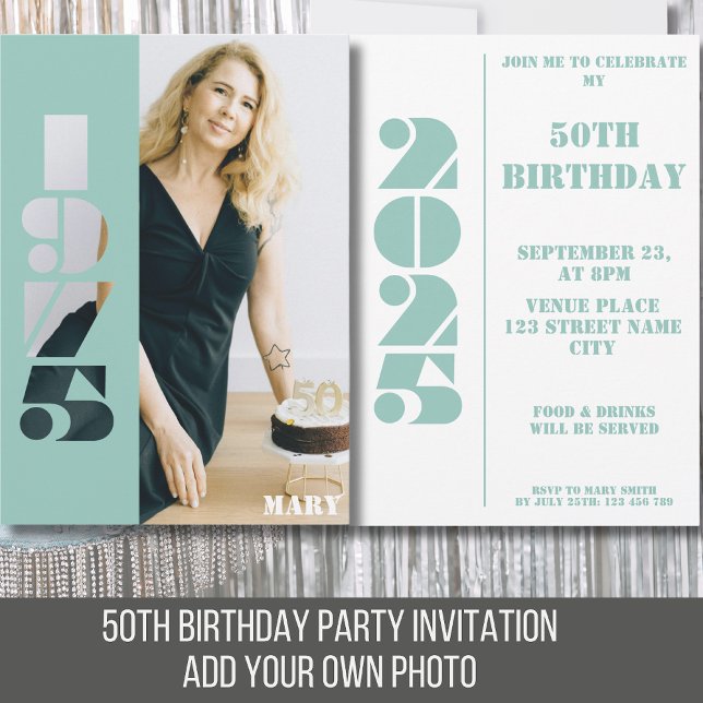 50e anniversaire photo invitation née 1975 Invitat (Créateur téléchargé)