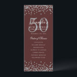 50e Anniversaire Programme Argent Menu Bourgogne<br><div class="desc">Elégant design "Anniversaire du programme" avec confettis de parties scintillant Faux et texte personnalisé.</div>