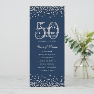 50e anniversaire Programme Argent Menu Marine Bleu