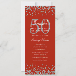 50e Anniversaire Programme Confetti Argent Menu Ro