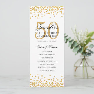 50e Anniversaire Programme de fête Gold Confetti M