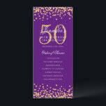 50e Anniversaire Programme Gold Confetti Menu Purp<br><div class="desc">Elégant design "Anniversaire du programme" avec confettis de parties scintillant Faux et texte personnalisé.</div>