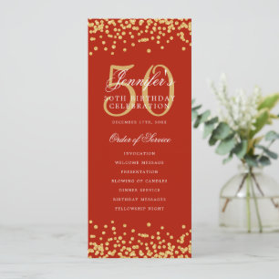 50e Anniversaire Programme Gold Confetti Rouge