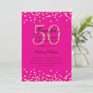 50e anniversaire Programme Menu Rose Gold Hot Pink