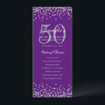 50e Anniversaire Programme Merci U Silver Purple<br><div class="desc">Design élégant "Programme de fête d'anniversaire" avec confettis de fausse parties scintillant et texte personnalisé.</div>