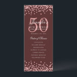 50e Anniversaire Programme Remerciements U Rose Go<br><div class="desc">Design élégant "Programme de fête d'anniversaire" avec confettis de fausse parties scintillant et texte personnalisé.</div>
