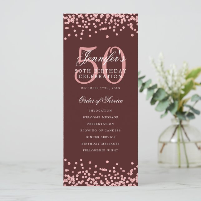 50e Anniversaire Programme Rose Gold Bourgogne Con (Debout devant)