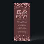 50e Anniversaire Programme Rose Gold Bourgogne Con<br><div class="desc">Design élégant "Programme de fête d'anniversaire" avec confettis de fausse parties scintillant et texte personnalisé.</div>