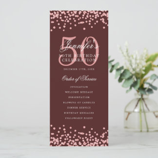 50e Anniversaire Programme Rose Gold Menu Bourgogn
