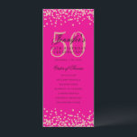 50e anniversaire Programme Rose Gold Menu Hot Pink<br><div class="desc">Elégant design "Anniversaire du programme" avec confettis de parties scintillant Faux et texte personnalisé.</div>