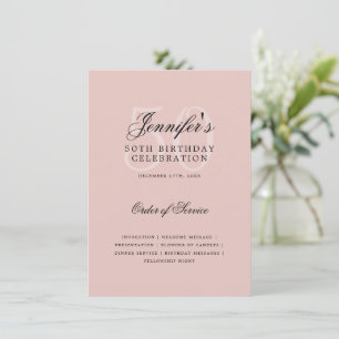 50e Anniversaire Programme rose pâle avec menu