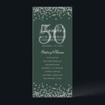 50e anniversaire Programme Silver Green Confetti<br><div class="desc">Design élégant "Programme de fête d'anniversaire" avec confettis de fausse parties scintillant et texte personnalisé.</div>