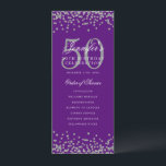 50e Anniversaire Programme Silver Menu Purple<br><div class="desc">Elégant design "Anniversaire du programme" avec confettis de parties scintillant Faux et texte personnalisé.</div>