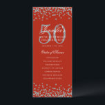 50e Anniversaire Programme Silver Red Confetti<br><div class="desc">Design élégant "Programme de fête d'anniversaire" avec confettis de fausse parties scintillant et texte personnalisé.</div>