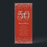 50e Anniversaire Programme Silver Red Confetti<br><div class="desc">Design élégant "Programme de fête d'anniversaire" avec confettis de fausse parties scintillant et texte personnalisé.</div>