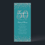 50e Anniversaire Programme Silver Turquoise Confet<br><div class="desc">Design élégant "Programme de fête d'anniversaire" avec confettis de fausse parties scintillant et texte personnalisé.</div>