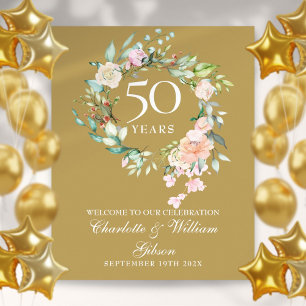 50e anniversaire Rose Affiche de bienvenue Garland