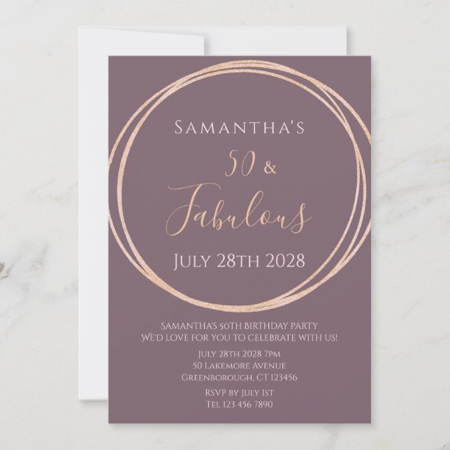 50e anniversaire Rose Gold Invitation d'anniversai (Devant)