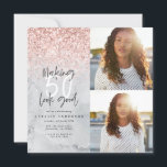 50e anniversaire rose or parties scintillant marbr<br><div class="desc">Moderne 50e anniversaire chic typographie rose effet or d'anniversaire multi-photo invitation multi-fête. Texte moderne design contemporain. Partie d'une collection.</div>