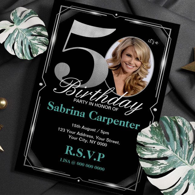 50e anniversaire Silver and Black Invitation (Créateur téléchargé)