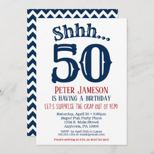 50e Anniversaire Surprise Invitation Homme Marine 