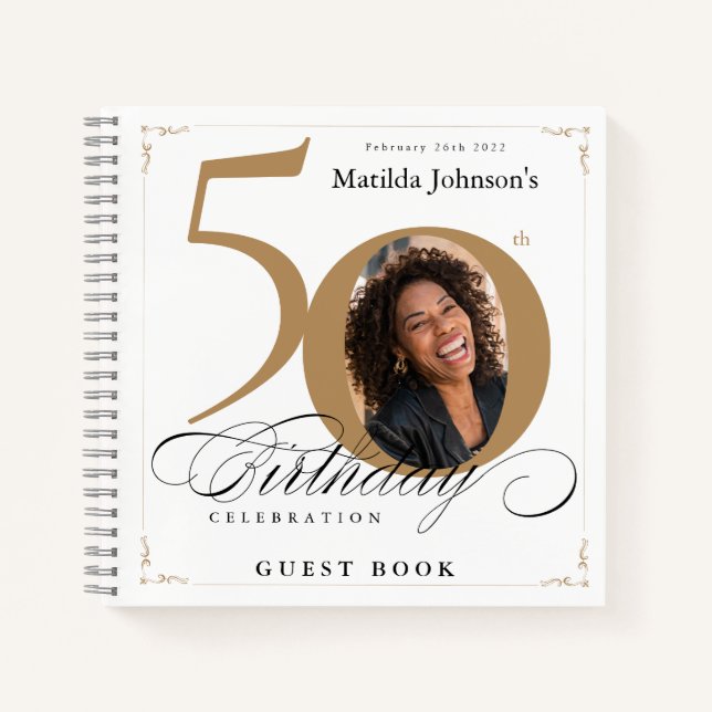 50e anniversaire White Gold Calligraphy Livre d'or (Devant)