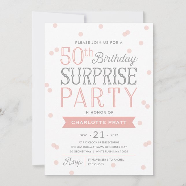 50e Confetti Surprise Party Invitation | Anniversa (Devant)