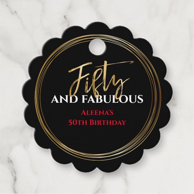 50e ET FABULEUSE étiquette cadeau d'anniversaire B (Devant)