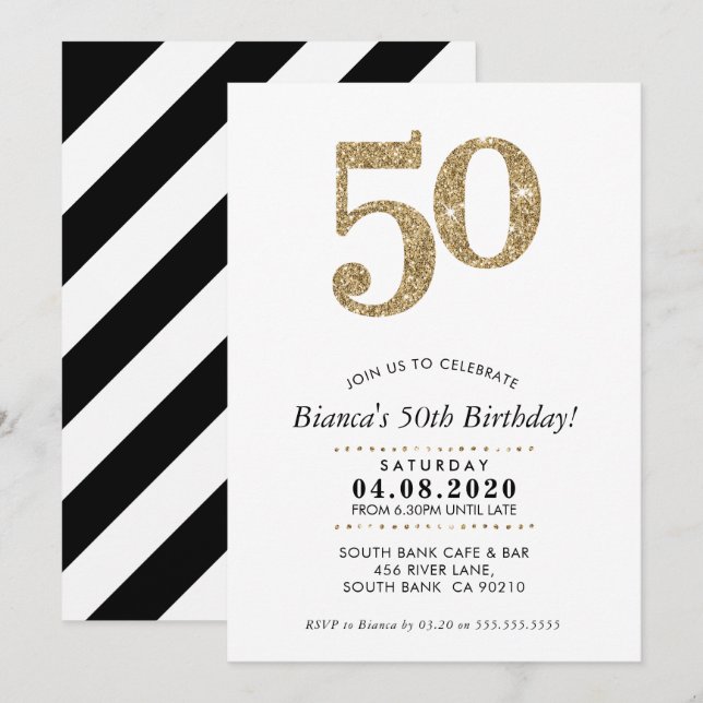 50E FÊTE D'ANNIVERSAIRE INVITATION parties scintil (Devant / Derrière)