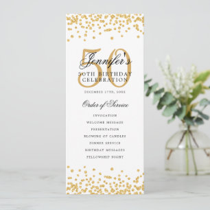 50e fête d'anniversaire Programme Gold Confetti