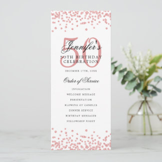 50e fête d'anniversaire Programme Rose Gold Confet