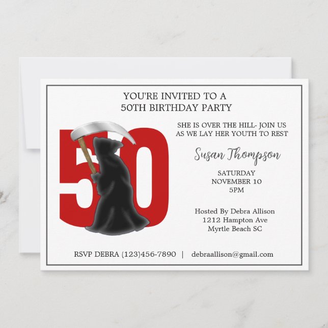 50e Grim Reaper Invitation Anniversaire (Devant)