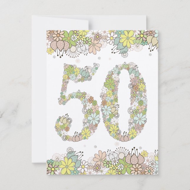 50e Invitation d'anniversaire de mariage de fleurs (Devant)