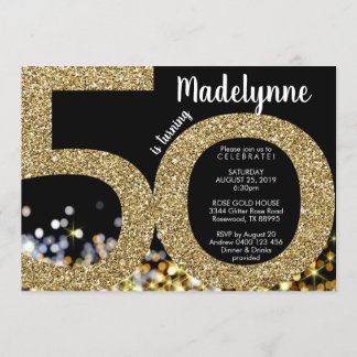 50e Invitation d'anniversaire Gold - 50e Invitatio