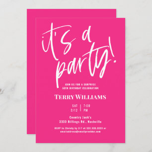 50e Invitation de fête d'anniversaire Hot Pink