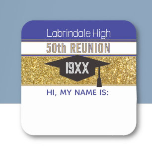 50e réunion ! Autocollant de badge personnalisé av