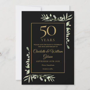 50e Save the Date Anniversaire de mariage Or Noir