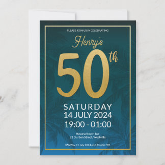 50ème anniversaire Invitation avec Palmiers