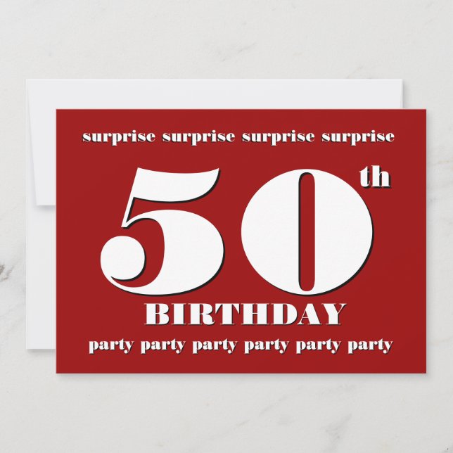 50ème SURPRISE Invitation de fête d'anniversaire - (Devant)