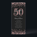 50th Birthday Programme Menu Merci U Rose Gold<br><div class="desc">Design élégant "Programme de fête d'anniversaire" avec faux parties scintillant confetti texte personnalisé.</div>
