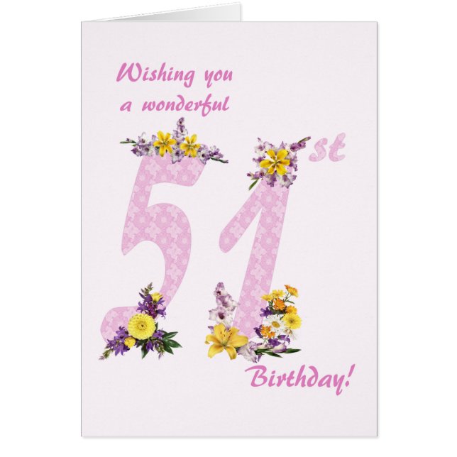 51e anniversaire Fleur Nombre décoré (Devant)