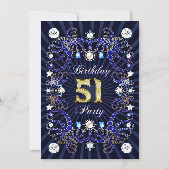 51e anniversaire invitation de fête avec des masse (Devant)