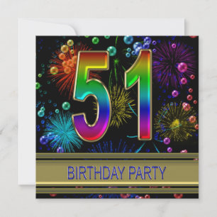 51e fête d'anniversaire Invitation avec bulles