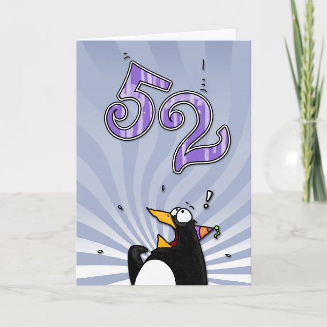 52e anniversaire - Carte de surprise de pingouin (Devant)
