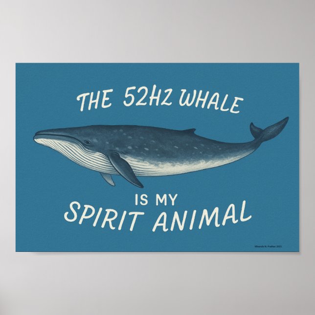 52HZ La Baleine Est Mon Esprit Poster Animal (Devant)