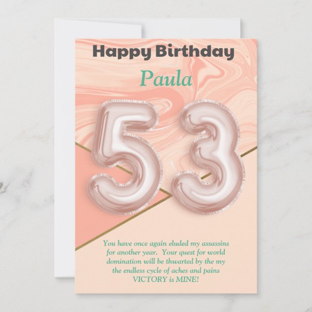 53 ans filles Bonne carte d'anniversaire (Devant)