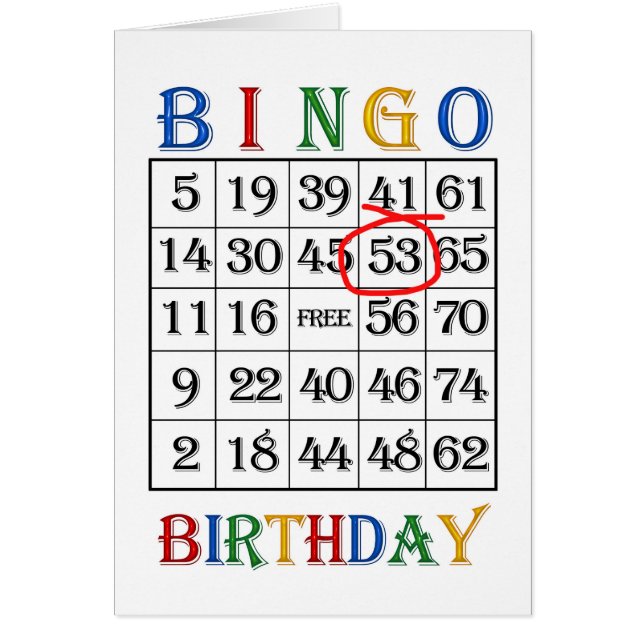53e anniversaire Carte de Bingo (Devant)